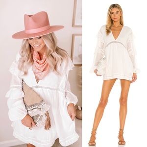 Free People White Ruffled Jumpsuit